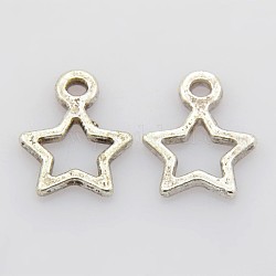 Alloy Pendants, Cadmium Free & Lead Free, Christmas Star, Antique Silver Color, Size: about 9mm wide, 12mm long, 1.5mm thick, hole: 1.5mm