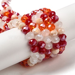Chapelets de perles en verre, facette, rondelle, tomate, 8x6mm, Trou: 1mm, Environ 65~68 pcs/chapelet, 15.7~16.1 pouce (40~41 cm)