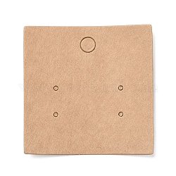 Cartes d'affichage de boucle d'oreille en papier kraft vierge, carrée, burlywood, 5x5x0.05 cm, Trou: 1.5mm