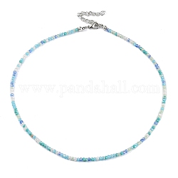 Collier de perles de verre bling pour femme, turquoise, 16.93 pouce (43 cm)
