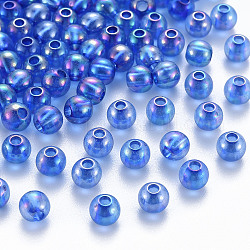 Прозрачные акриловые бусины, с покрытием AB цвета, круглые, королевский синий, 6x5 мм, отверстие : 1.8 мм, Около 4400 шт / 500 г