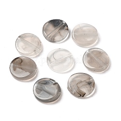 Abalorios de acrílico transparentes, plano y redondo, gris oscuro, 11.5x2.7mm, agujero: 1.2 mm, aproximamente 1580 unidades / 500 g