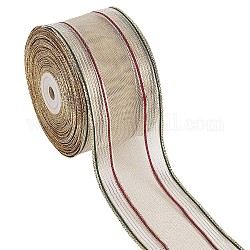 ポリエステルの縞模様のリボン  フラット  カラフル  2-1/2インチ（65mm）  25ヤード/ロール