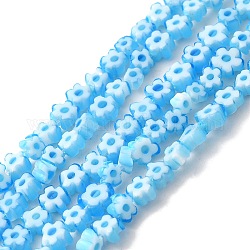 Handgemachte Murano Glas Perlen Stränge, Blume, Deep-Sky-blau, 3~5.5x4.5~6x2.5~3 mm, Bohrung: 1 mm, ca. 97 Stk. / Strang, 15.08'' (38.3 cm)