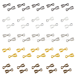 HOBBIESAY 80Pcs 5 Colors Alloy Ice Pick Pinch Bails Mixed Metal Melon Seed Buckle Pendant Clasp Connectors Bails for Necklace Charm Jewelry Connector for Jewelry DIY Craft Making