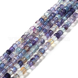 Natural Fluorite Beads Strands, Faceted, Cube, 3x3x3mm, Hole: 0.6mm, about 135pcs/strand, 15.35''(39cm)