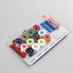 Набор швейных ниток с намотанной шпулькой, с пластиковыми бобинами для швейных ниток, хлопковая нить, разноцветные, 143x94x13 мм, 1 рулон / цвет, 12 цветов, 12 рулон / набор
