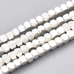 Electroplate Non-magnetic Synthetic Hematite Beads Strands, Cube, Silver Plated, 2x2x2mm, Hole: 0.5mm, about 203pcs/strand, 16.5 inch
