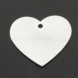 Ciondoli in alluminio, ciondoli tagliati al laser, cuore, timbratura tag vuoto, argento, 46.5x50.5x1.5mm, Foro: 4 mm