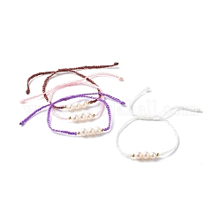 Verstellbare Armbänder aus Nylonfaden für Kinder, mit natürlichen Perlen und Messing Abstandsperlen, Mischfarbe, 0.25 cm, Innendurchmesser: 5/8~2-3/4 Zoll (1.5~7.1 cm)