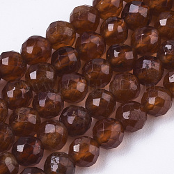 Fili di perle di granato arancione naturale, sfaccettato, tondo, 4mm, Foro: 0.7 mm, circa 95pcs/filo, 15.35 pollice (39 cm)
