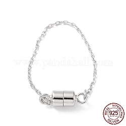 925 серебряная магнитная застежка с родиевым покрытием и защитной цепочкой., колонка, платина, 72 мм, застежка : 13x4 mm