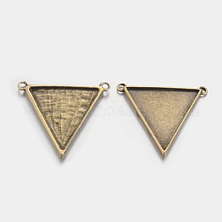 Supports de pendentif cabochon de style tibétain, sans plomb et sans nickel, triangle, bronze antique, Plateau: 27x27 mm, 32x34.5x3mm, Trou: 2mm