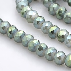 Rondelles facettées rondelles imitation jade perles de verre, bleu cadet, 4x3mm, Trou: 1mm, Environ 120 pcs/chapelet, 16 pouce