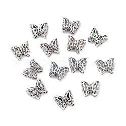 Eco-friendly Brass Cubic Zirconia Multi-Strand Links, Cadmium Free & Lead Free, Butterfly, Platinum, Mixed Color, 10x12x5mm, Hole: 1.2mm
