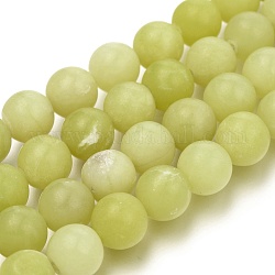 Citron naturel perles rondes de jade brins, mat, ronde, 10mm, Trou: 1mm, Environ 38 pcs/chapelet, 14.9 pouce