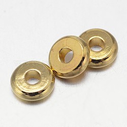 Planas redondas abalorios latón entrepiezas, dorado, 12x2.5mm, agujero: 3 mm