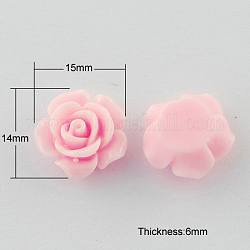 Harz Cabochons, Blume, Perle rosa, 14x15x6 mm