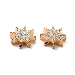 Perles de strass en alliage, étoile scintillante, or, cristal, 13x12.5x4.5mm, Trou: 1.6mm