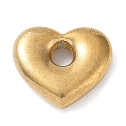 Cuentas espaciadoras de 304 acero inoxidable, corazón, dorado, 15.5x17.5x4.5mm, agujero: 3.5 mm