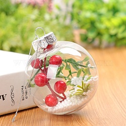 Transparente, befüllbare Kugelanhänger aus Kunststoff, mit roten Früchten im Inneren, Weihnachtsbaum-Hängeornament, Transparent, 80 mm