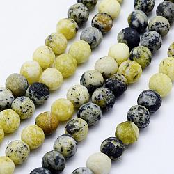 Brins de perles turquoise jaune naturel (jaspe), mat, ronde, 7.5~8mm, Trou: 1mm, Environ 48 pcs/chapelet, 15.3 pouce (39 cm)