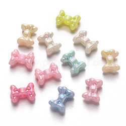 Opaque Acrylic Beads, AB Color Plated, Bowknot, Mixed Color, 11x15x7mm, Hole: 3.8mm, about 1000pcs/500g
