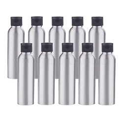 Алюминиевые пустые многоразовые бутылки емкостью 120 мл., с пластиковыми крышками-откидными крышками, для эфирных масел ароматерапия лабораторные химикаты, чёрные, 14.1x4 см, емкость: 120 мл (4.06 жидких унции)