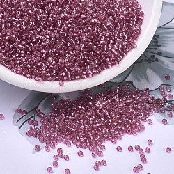 MIYUKI Round Rocailles Beads, Japanese Seed Beads, (RR1338) Dyed Silverlined Rose, 11/0, 2x1.3mm, Hole: 0.8mm, about 1100pcs/bottle, 10g/bottle