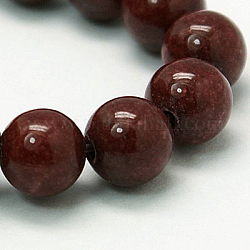 Fili di perline mashan giada tondo naturale, tinto, sella marrone, 8mm, Foro: 1 mm, circa 51pcs/filo, 15.7 pollice