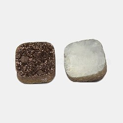 Galvanisieren natürlichen druzy Kristall cabochons, Viereck, gefärbt, Kaffee, 14x14x4~8 mm