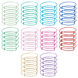 Fabrication de bracelet en fer réglable, bracelet de couple, texturé, couleur mixte, 1.5mm, diamètre intérieur: 2-3/8 pouce (6 cm), 10colors, 5 pcs / couleur, 50 pièces / kit