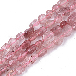 Brins de perles de quartz fraise rouge naturel, pépites, pierre roulée, 5~11x5~8x3~6mm, Trou: 0.8mm, environ: 52~56 perle / Chapelet, 15.94 pouce (40.5 cm)