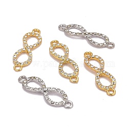 Mixed Lead Free Alloy Grade A Rhinestone Infinity Links connectors, 33.5x10x3mm, Hole: 2mm