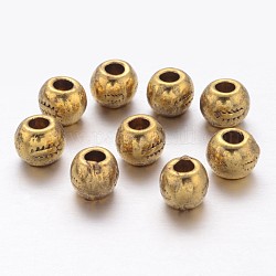 Tibetischer stil legierung perlen, Antik Golden Farbe, cadmiumfrei und bleifrei, Runde, Größe: ca. 7mm Durchmesser, Bohrung: 3 mm