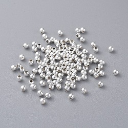 Iron Spacer Beads, Round, Silver Color Plated, about 2mm in diameter, 2mm wide, hole: 1mm