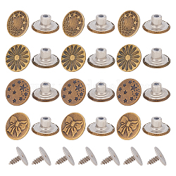 Unicraftale 40 juego 4 botones de latón estilo botones de repuesto para jean botones de costura de bronce antiguo botones extraíbles de 17 mm botones ajustables a presión para jeans sin coser botones de metal para pantalones vaqueros