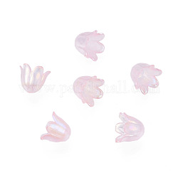6-Blütenblatt-Imitat-Acryl-Perlenkappen, ab Farbe plattiert, Blume, Perle rosa, 11.5x10.5x8.5 mm, Bohrung: 1.4 mm, ca. 2100 Stk. / 500 g