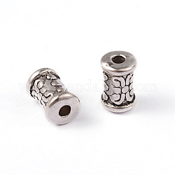 Tibetischer stil legierung perlen, Tube, Antik Silber Farbe, Bleifrei und cadmium frei, 7x5 mm, Bohrung: 2 mm