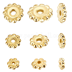 Beebeecraft 1 Box 15Pcs Flower Spacer Beads Sterling Silver 3 Size 4.5/5.5/7.5mm Small Round Daisy Flower Sided Spacer Beads Caps for DIY Jewellery Making Bracelets Earrings (Gold)