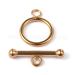 Placcatura ionica (ip) 304 fermagli ad anello in acciaio inossidabile, oro, Anello: 21x16x2 mm, bar: 25x8x4 mm, Foro: 3 mm