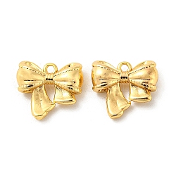 Brass Charms, Bowknot, Real 18K Gold Plated, 10x10.5x3.5mm, Hole: 1mm