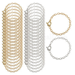 Globleland 40 pz braccialetti con catena portacavi in lega di 2 colori con chiusure a ginocchiera, platino e oro chiaro, 8-1/4 pollice (20.8 cm), 20 pz / colore