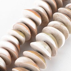 Chapelets de perles de coquillage naturel, demi-rond, burlywood, 19~25x7~11mm, Trou: 1mm, Environ 20~24 pcs/chapelet, 6.89 pouce ~ 7.09 pouces (17.5~18 cm)