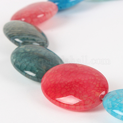 Natural Agate Glossy Oval Bead Strands, Dyed, Colorful, 25x18x8mm, Hole: 1mm, about 16pcs/strand, 15.75 inch