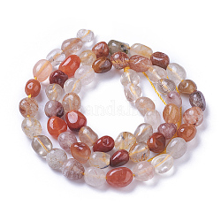 Naturale perle di quarzo rutilato fili, pepite, 5~9x4~7mm, Foro: 1 mm, circa 55~57pcs/filo, 15.55 pollice (39.5 cm)