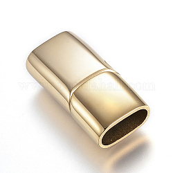 304ステンレススチール製マグネットクラスプ  長方形  ゴールドカラー  28.5x14x8.5mm  穴：12x7mm