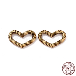 925 anillos de puerta de resorte de plata esterlina, corazón, oro antiguo, 10.5x16.5x2mm, diámetro interior: 4x12 mm