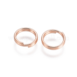 304 из нержавеющей стали разрезные кольца, кольца с двойной петлей, розовое золото , 7x1.4 мм, внутренний диаметр: 5.6 мм, одножильный: 0.7 мм