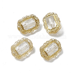 Perles en acrylique transparente, métal doré enlaça, rectangle, clair, 18x13.5x8.5mm, Trou: 1.8mm, environ 515 pcs/500 g